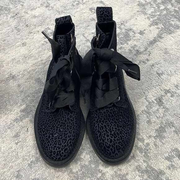 NIB Zadig & Voltaire Laureen Leopard Suede Lace Up Ankle Boots Ink Black Sz 36 - Picture 8 of 15